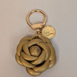 Gold Floral Rosebud Keychain Bag Charm Handmade Accessory